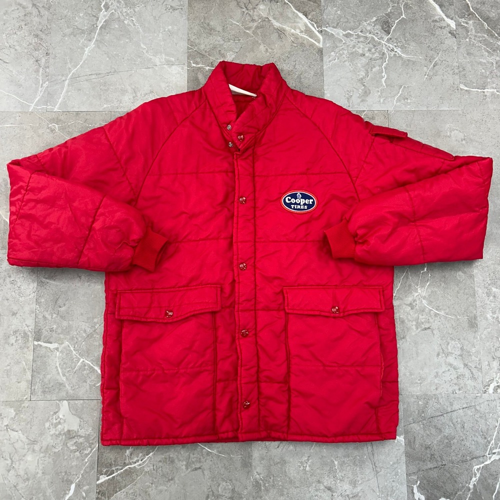 Vintage Cooper Tires Jacket Mens Medium‎ Talon Zipper Racing Puffer Coat Patch
